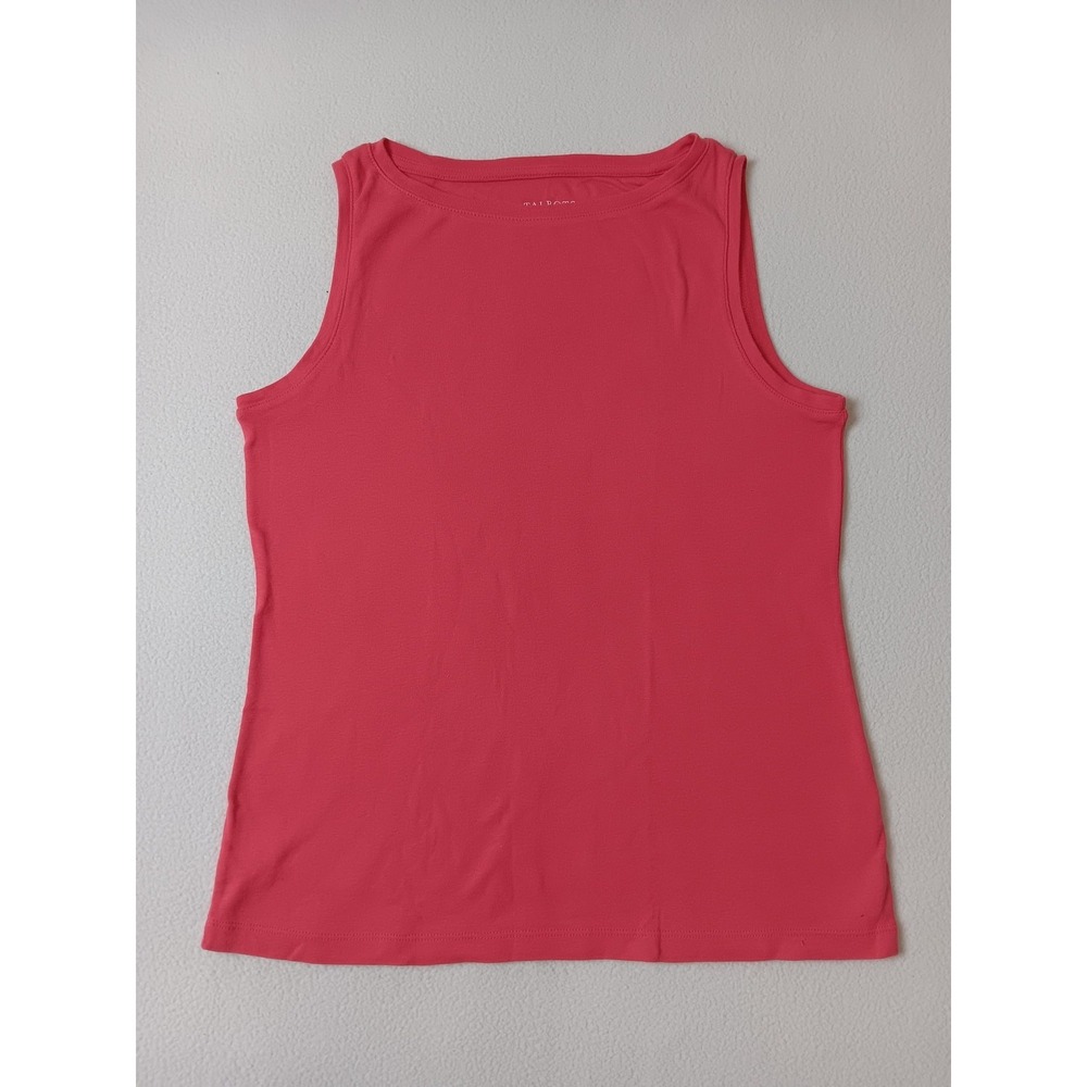 Talbots Tank Womens M Pink Solid Scoop Neck Sleeveless Cotton Lightweight Top